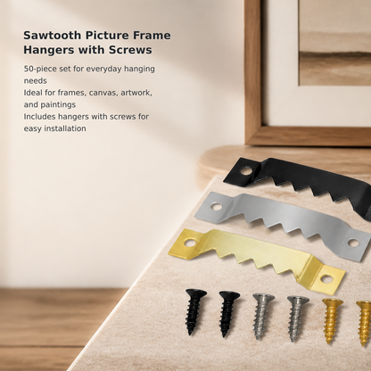 50-Pack Sawtooth Picture Hangers with Screws