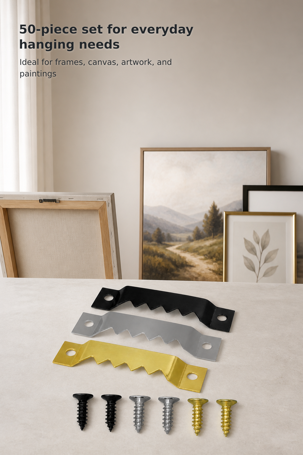 50-Pack Sawtooth Picture Hangers with Screws